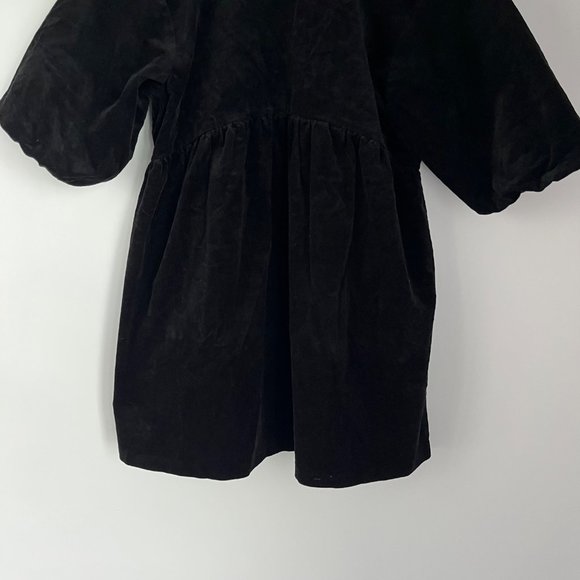 Everlane The Corduroy Black Puff Sleeve Cotton Blend Babydoll Mini Dress Medium - Picture 5 of 12